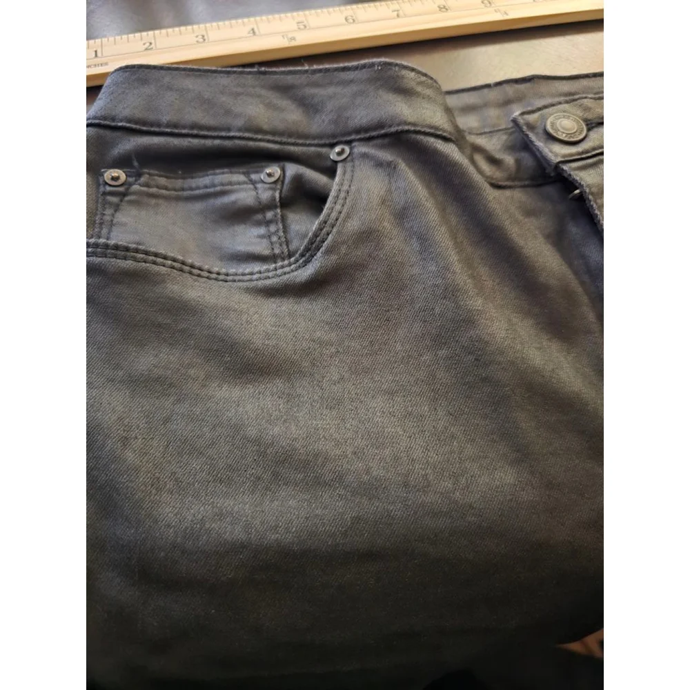 Zara Woman Whimsigoth Baddie Moto Black Coated Slim Fit Skinny Jeans Size 8